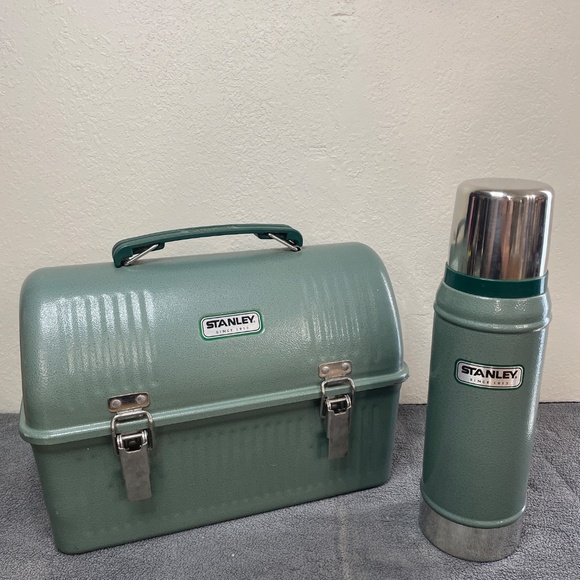 Stanley Classic 10Qt Green Hammered Metal Lunch Box w Thermos - Picture 10 of 12